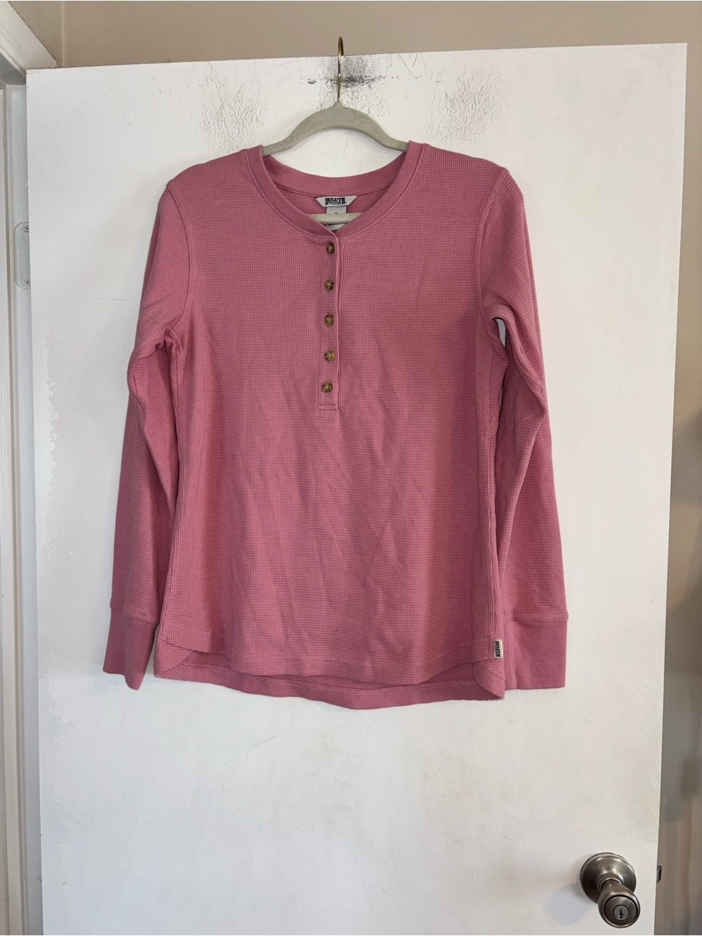 Duluth Trading Co Women's 100% Cotton Long-Sleeve Henley - Rose Pink